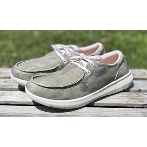 Ariat Shoes Womens Size 8.5 Camo Green Pink Canvas Casual Lace Up Light 10042514